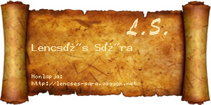 Lencsés Sára névjegykártya