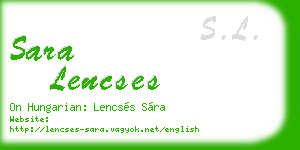 sara lencses business card
